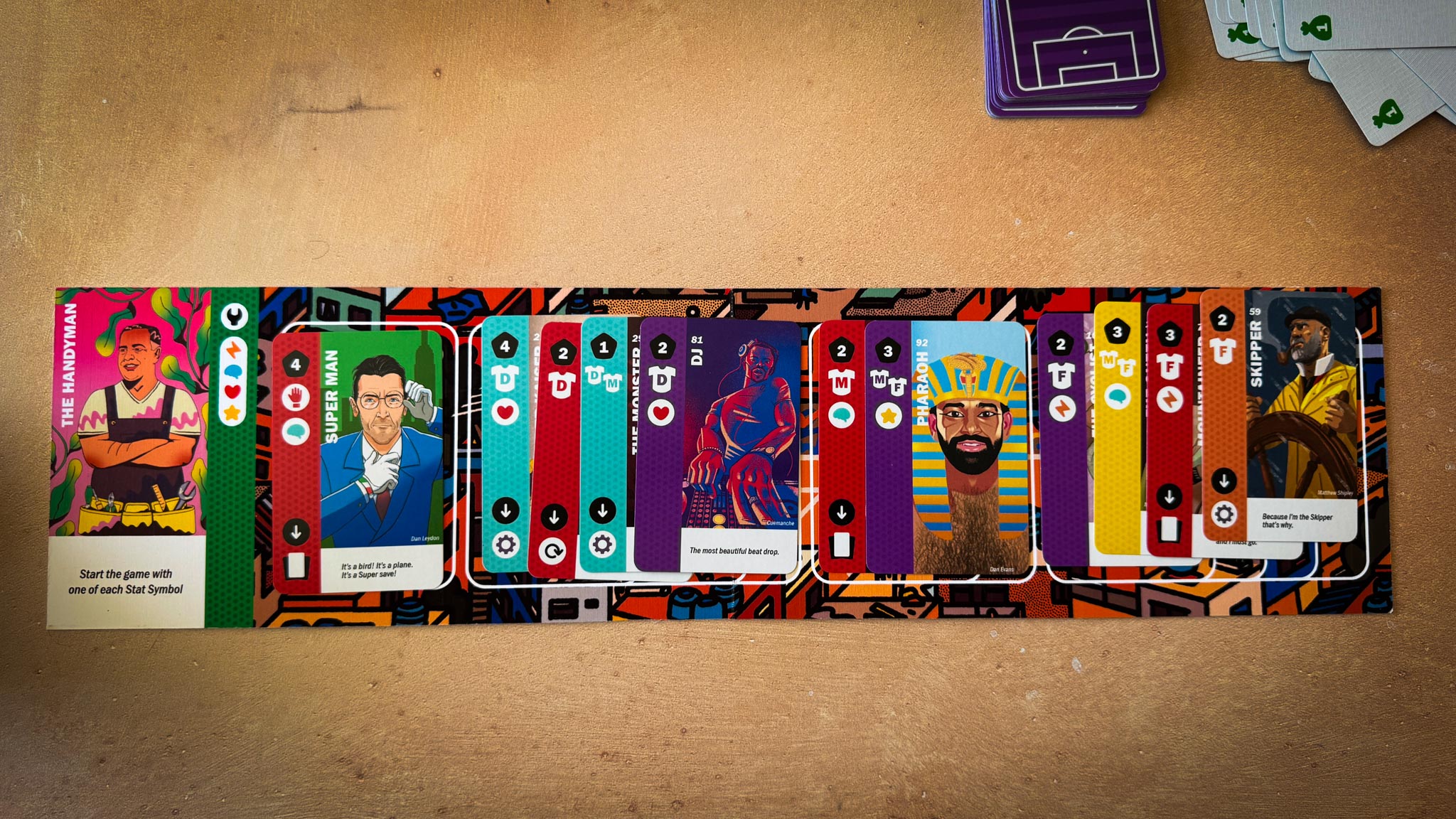 Best Eleven 2025 board game components showing soccer player cards, manager boards, and formation layouts for strategic tableau building gameplay