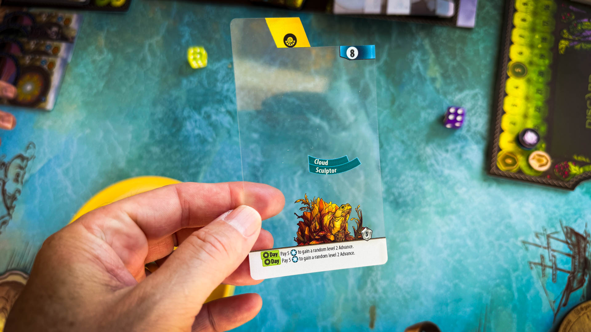 Mystic Lands board game with stained glass card art and Vale Map journey board