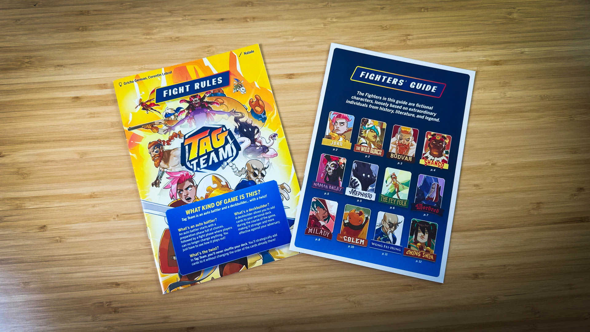 Rules and Player Guide Tag Team board game review featuring asymmetric fighters and strategic deck building mechanics