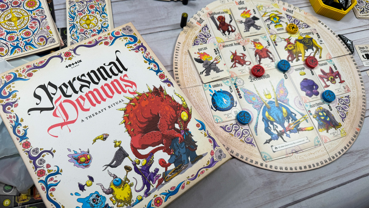 #7 — Personal Demons Personal Demons board game cards and summoning circle components from Teddy X Games