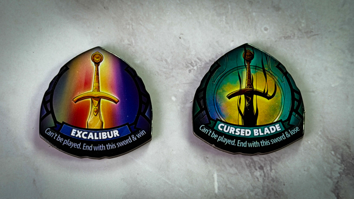 The dreaded Cursed Blade chip sitting ominously next to the Excalibur chip.
